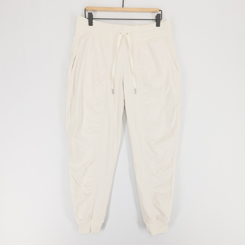 Lululemon Dance Studio Joggers Womens 10 Cream Mid Rise Lined Drawstring